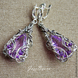 Серебряные серьги с лавандовым кварцем