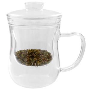 Just a Leaf Organic Tea, Tea Infuser, Glass Tea Cup with Strainer