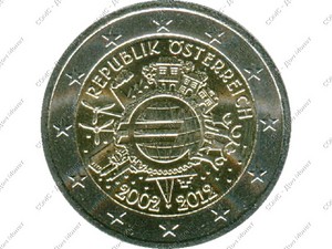 2 Евро Австрии 2012г (10 лет Евросоюзу)