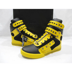 Supra Society Hi Skate Shoes Yellow Black Zipper Hasp