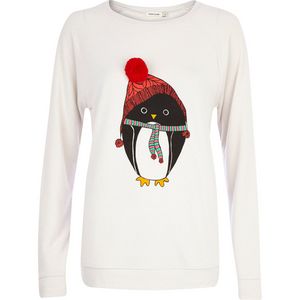 River Island | Cream Penguin pom pom dolman top