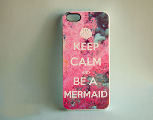 Keep Calm And Be A Mermaid iPhone Case Cover 5-4s-4 Carry On Pink Coral Nautical