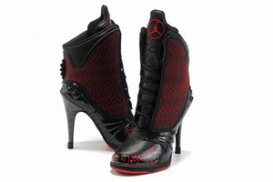 black red jordan 23 high heels