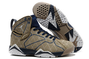 Air Jordan 7 Men's Nike Shoes (Beige/Blue/White)-2013