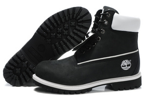 Timberland Mens Authentic 6-Inch Boots-Black White