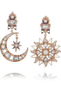 PERCOSSI PAPI Sun and Moon rose gold-plated, topaz and pearl earrings &#163;679.17