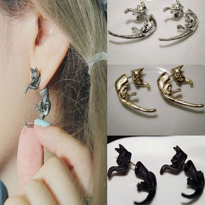 Long Tail Small Leopard Cat Earrings