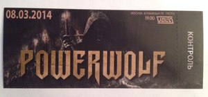 Билет на Powerwolf 2014, в Москве