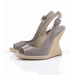 Taupe Christian Louboutin You Love 120mm Leather Wedges Red Sole Shoes