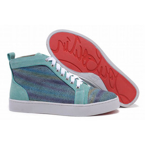 Blue Christian Louboutin Louis Strass High Top Womens Red Sole Sneakers