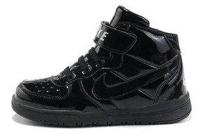 Kids and Big Kids Basketball Sneaker Air Force One - All Black Patent - Leather