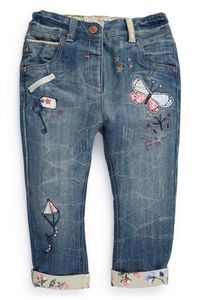 Butterfly Embroidered Kite Jeans