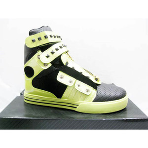 Women Size Hasp Zipper Black and Yellow High Top Tk Society Supra Skate Shoes