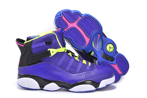 Retro Jordan 6 Rings "Fresh Prince of Bel Air" Womens Nike Shoes Court Purple/Club Pink - Black/Flash Lime Colors