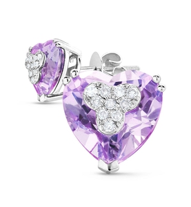 СЕРЬГИ С АМЕТИСТАМИ И БРИЛЛИАНТАМИ ИЗ БЕЛОГО ЗОЛОТА 585 ПРОБЫ