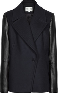 Reiss Fante Leather Sleeve Coat