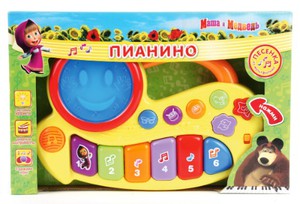 Пианино "Маша и медведь", со светом, Играем вместе