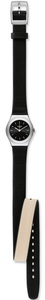 часы swatch  с длинным кожаным ремешком