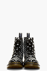 DR. MARTENS // BLACK POLKA DOT CHAY 8-EYE ANKLE BOOTS