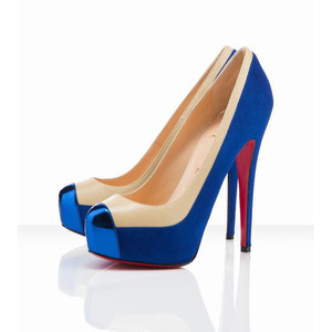 Christian Louboutin Mago Cap Toe Two Tone Suede Pumps Blue