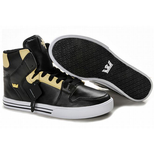 supra vaider high shoes black gold white color mens