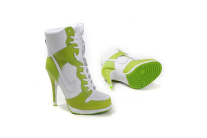 Nike SB Ladies Size High Heels Shoes with Features Green - White