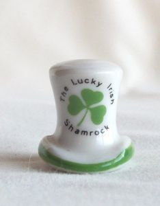 The Lucky Irish Shamrock Hat Porcelain Thimble