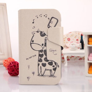Cute Giraffe Leather Case COVER SKIN Stand For Alcatel One Touch Pop C5 OT-5036D