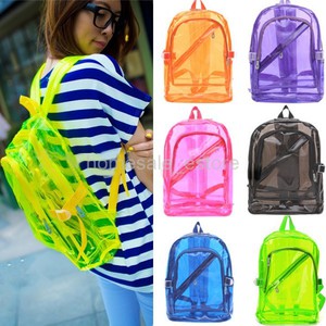 Women Transparent Clear Backpack Plastic Student Bag School Bag Fashion