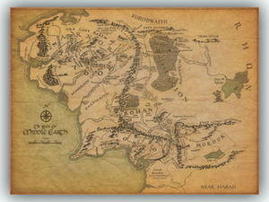 Lord of The Rings Middle Earth Gold Map