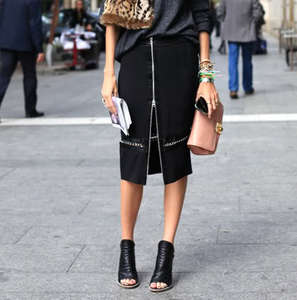 black midi pencil skirt