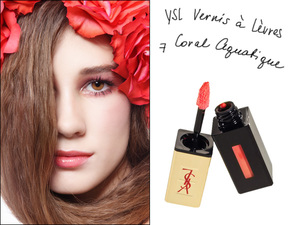 Лак для губ YSL Yves Saint Laurent Rouge Pour Couture Vernis À Lèvres Glossy Stain 7 Coral Aquatique