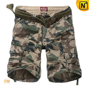 Men's Military Style Camouflage Cargo Shorts with Waist Belt CW140060