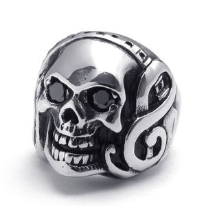 Death's Head Black Eye Ring