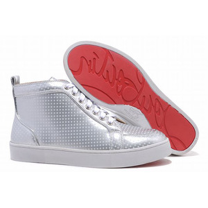 Silver Christian Louboutin Rantus Orlato High Top Womens Red Sole Sneakers