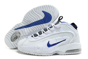 nike penny one all white and royal blue basketball men shoe