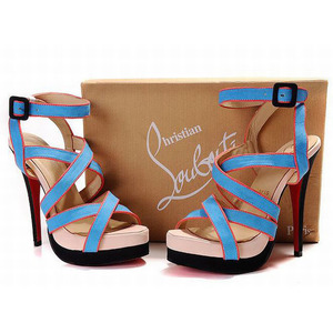 Red Bottom Christian Louboutin Straratata 140mm Platform Blue Sandals