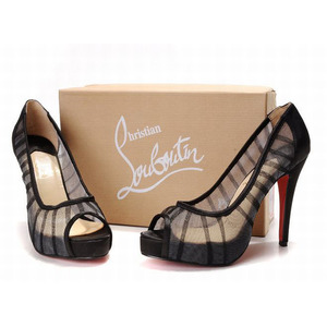 Christian Louboutin Champagne Chiffon Ambrosina 120mm Peep Toe Pumps Black