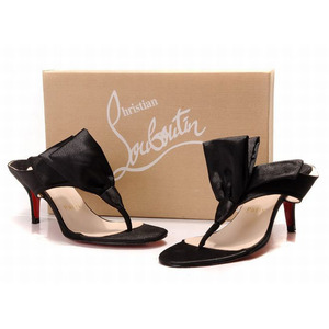 Christian Louboutin Satin Tulip Thong 100mm Sandal Black