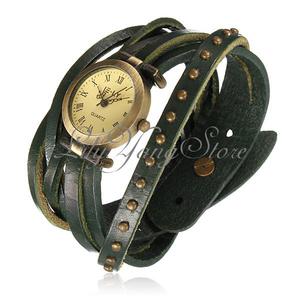 Retro watch with green bracelet