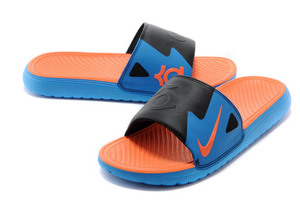 Nike Solarsoft KD Slide Sandals Vivid Blue/Total Orange-Black Colorway