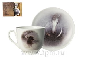 Императорский фарфоровый завод - Ежик в тумане - Чашка с блюдцем кофейная Ландыш "Лошадь. Ежик в тумане"