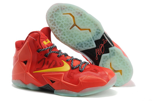 Nike LeBron Xi (11) Christmas NBA Kicks Red Yellow