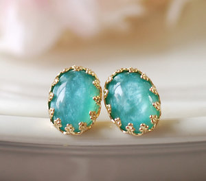 Blue Lace Crown Post Stud Earrings