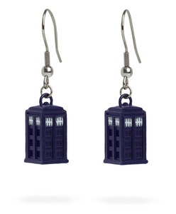 Doctor Who Blue Dangle TARDIS Earrings