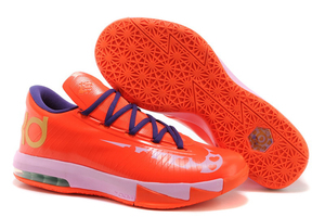 KD 6 "Valentines Day" Orange and Purple Color Men Size Sport Shoes