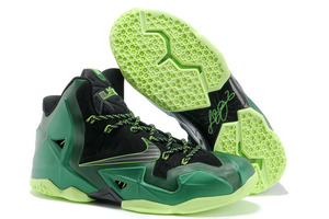 Black-Green Nike LeBron James 11 Men Design Sneakers