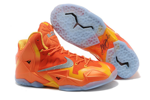 Nike LeBron Xi "Forging Iron" Men Size Basketball Shoes Urban Orange Light Armory Blue Laser Orange