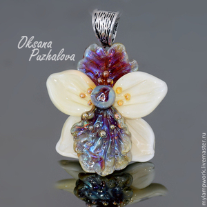 Кулон цветок бежевая орхидея