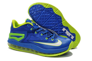 Nike Low Air Lebron XI "Sprite" "Hyper Cobalt" with Volt/White/Photo Blue Colors Men Size Basketball Shoes